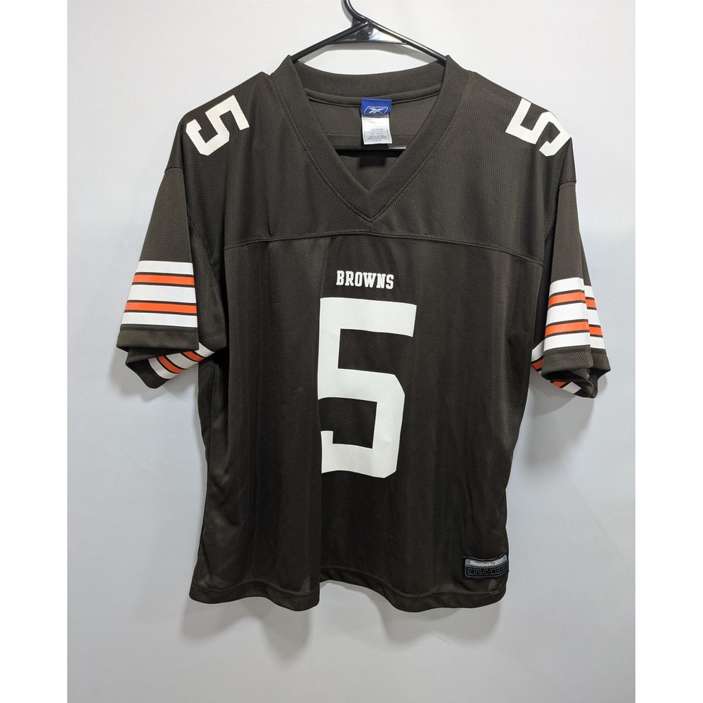 Youth Reebok Cleveland Browns NFL Jeff Garcia #5 Brown Short Sleeve Jersey Sz L